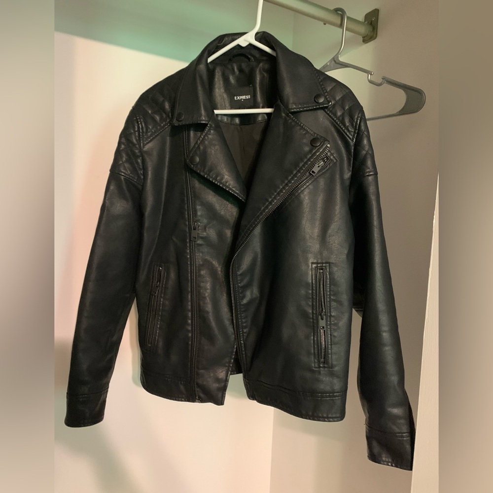 Faux Leather Express biker jacket
